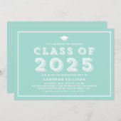 Blue Cap-Klasse 2024 Retro-Abschluss Einladung (Vorne/Hinten)