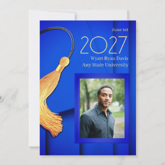 Blue Cap und Gown mit Gold Tassel Ankündigung