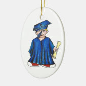 Blue Cap und Gown School Abschluss Boy Diploma Keramik Ornament (Links)
