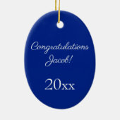 Blue Cap und Gown School Abschluss Boy Diploma Keramik Ornament (Hinten)