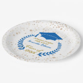 Blue Cap und Laurel Graduation Party Pappteller (Schrägansicht)