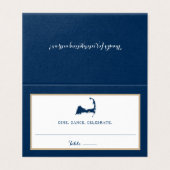 Blue Cape Cod Map Gold Heart Wedding Seating (Außenseite Aufgefaltet)