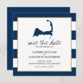 Blue Cape Cod Map Hochzeit speichern Sie das Datum Save The Date (Vorne/Hinten)