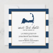 Blue Cape Cod Map Hochzeit speichern Sie das Datum Save The Date (Vorderseite)