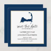 Blue Cape Cod Map Hochzeit speichern Sie das Datum Save The Date (Vorne/Hinten)