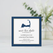 Blue Cape Cod Map Hochzeit speichern Sie das Datum Save The Date (Stehend Vorderseite)
