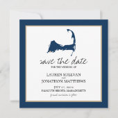 Blue Cape Cod Map Hochzeit speichern Sie das Datum Save The Date (Vorderseite)