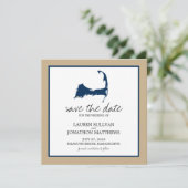 Blue Cape Cod Map Hochzeit speichern Sie das Datum Save The Date (Stehend Vorderseite)