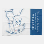 Blue Cape Cod Map New Zuhause Geschirrtuch (Horizontal)