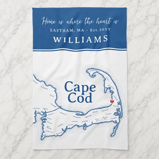 Blue Cape Cod Map New Zuhause Geschirrtuch