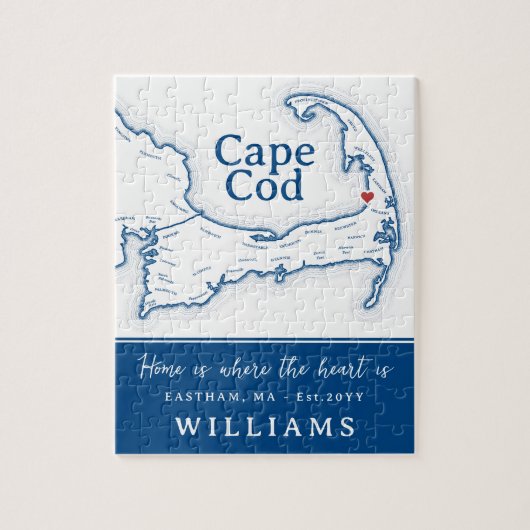 Blue Cape Cod Map New Zuhause Puzzle (Vertikal)