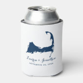Blue Cape Cod Map Wedding Can Cooler Dosenkühler (Kanne Vorderseite)