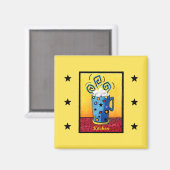 Blue Cappuccino Kitchen Magnet (Vorderseite/Rückseite)