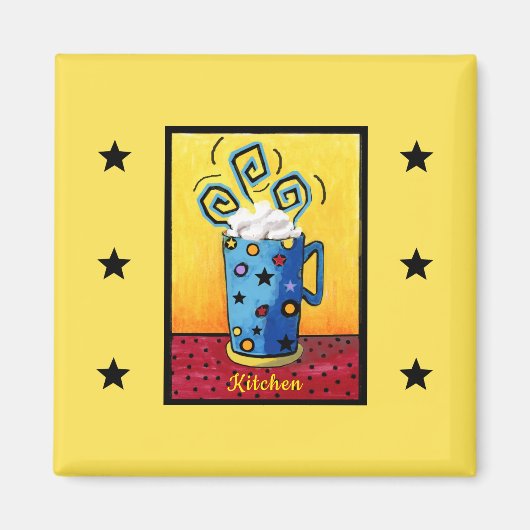 Blue Cappuccino Kitchen Magnet (Vorne)