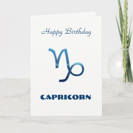 Blue Capricorn Zodiac Signs Happy Birthday Karte (Vorderseite)