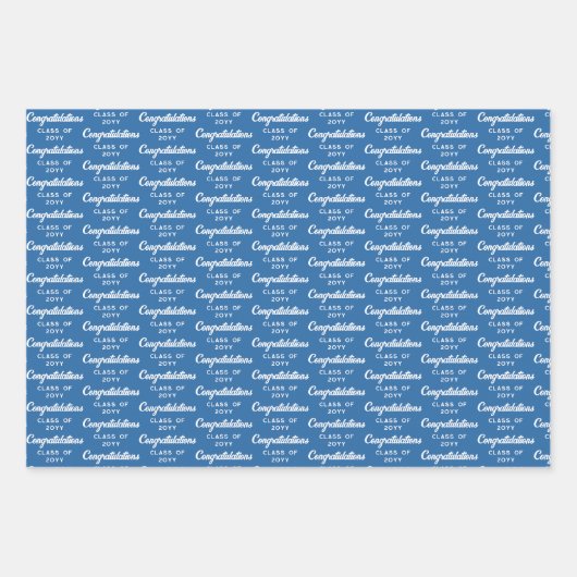Blue Caps Diplomas Mixed Graduation Patterns Geschenkpapier Set (Vorderseite 2)