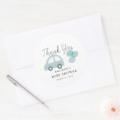 Blue Car Balloons White Boy Baby Dusche Runder Aufkleber (Umschlag)