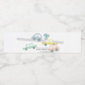 Blue Car Balloons White Boy Baby Dusche Wasserflaschenetikett (Einzelnes Label)