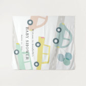 Blue Car Balloons White Boy Baby Dusche Willkommen Wandteppich (Vorderseite (Horizontal))