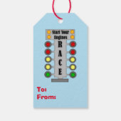 Blue Car Bear Race Birthday Geschenkanhänger (Rückseite)