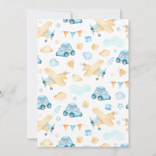 Blue Car Drive by Baby Shower Einladung Junge (Rückseite)