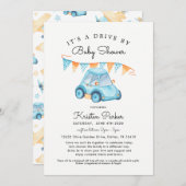 Blue Car Drive by Baby Shower Einladung Junge (Vorne/Hinten)
