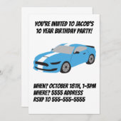Blue Car Jungs/Herren Geburtstagskarte Einladung (Vorne/Hinten)