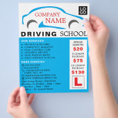 Blue Car Logo, Fahrschule, Lehrerwerbung Flyer (Hand)