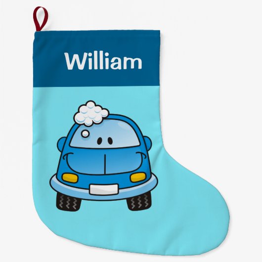 Blue Car mit Bubbles Weihnachtsfest Strumpf Großer Weihnachtsstrumpf (Vorderseite)