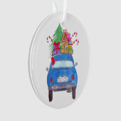 Blue Car mit Weihnachtsgeschenken Wasserfarbe Ornament (Vorderseite)
