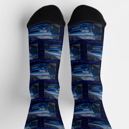 blue car pattern socken (Oben)
