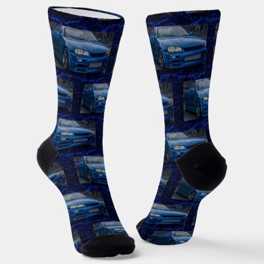 blue car pattern socken (Gewinkelt)