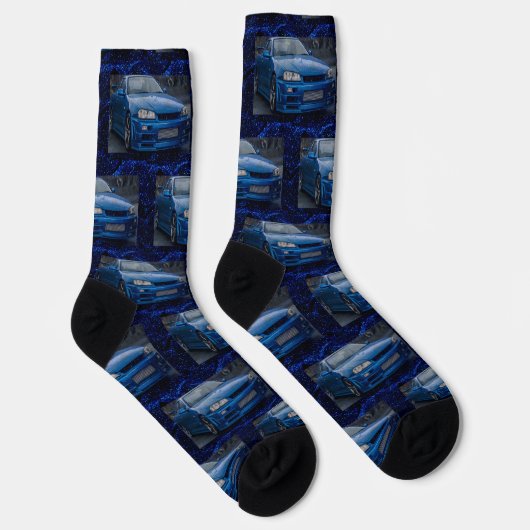 blue car pattern socken (Rechts)