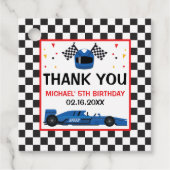 Blue Car Racing Birthday Favor tag Geschenkanhänger (Vorderseite)