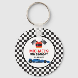 Blue Car Racing Birthday Schlüsselanhänger