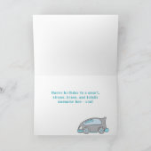 Blue Car Racing Flag Boy Birthday Card Karte (Innenseite)