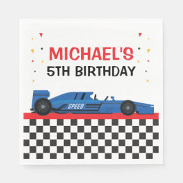 Blue Car Racing Party Serviette