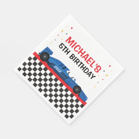 Blue Car Racing Party Serviette (Ecke)