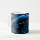 Blue Car Themed Automobile Coffee Tasse (Vorderseite Links)