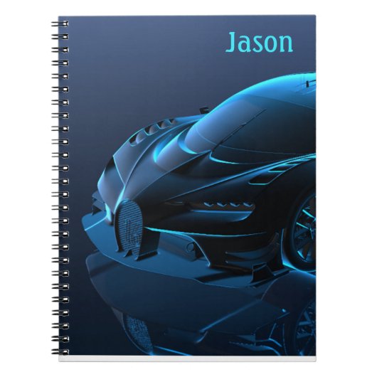 Blue Car Themed Automobile Notebook Notizblock (Vorderseite)