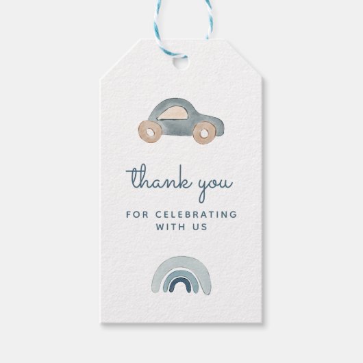 Blue Car Vielen Dank Tag Geschenkanhänger (Vorderseite)