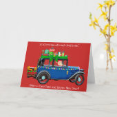 Blue Car Weihnachten Karte (Gelbe Blume)
