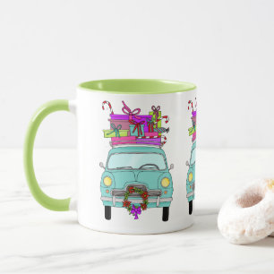 Blue Car with Christmas Ohrts Tasse