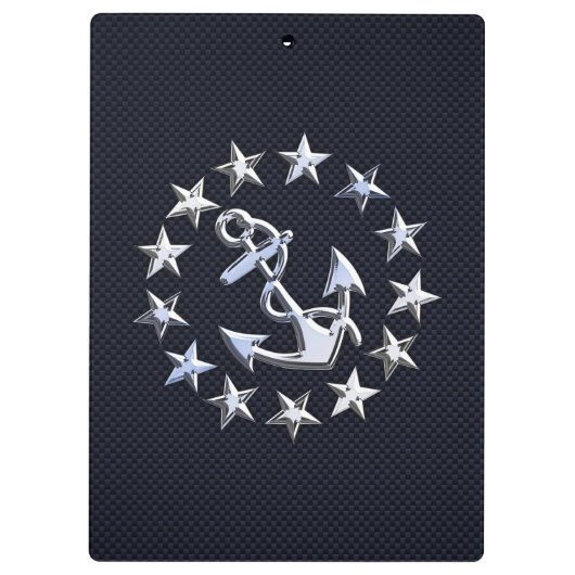 Blue Carbon Fibre Nautical Chrome Yacht Flag Print Klemmbrett (Rückseite)
