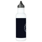 Blue Carbon Fibre Nautical Chrome Yacht Flag Print Trinkflasche (Links)