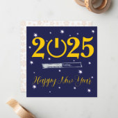 Blue Card Happy new Year Mitteilungskarte (Vorderseite/Rückseite Beispiel)