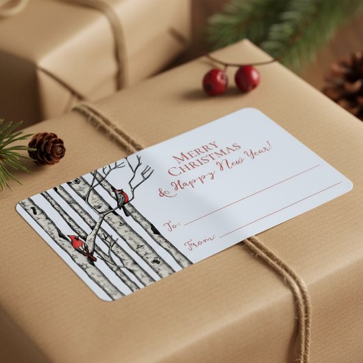 Blue Cardinal Merry Christmas To From Stickers Adressaufkleber