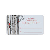 Blue Cardinal Merry Christmas To From Stickers Adressaufkleber (Vorne)