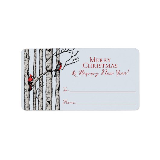 Blue Cardinal Merry Christmas To From Stickers Adressaufkleber (Vorne)