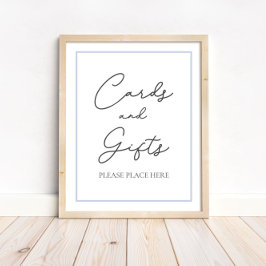 Blue Cards & Geschenke Baby Dusche Tafelschild Poster